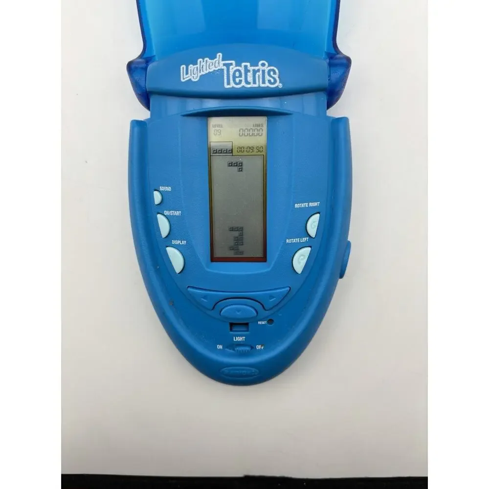 Blue Radica Lighted Tetris Flip Top Travel Game Tested Works VG Condition